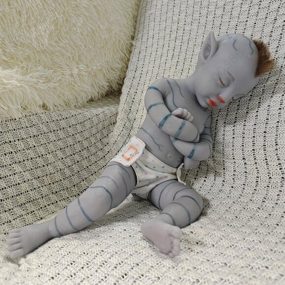 45cm Handmade Arts Dolls Full Body Silicone Reborn Baby Gril Doll W/Rooted Hair - Picture 1 of 10